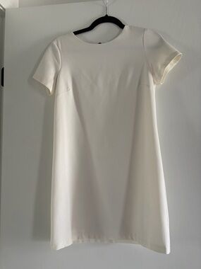 Lulus Ivory Zippered Short-Sleeve A-Line Dress